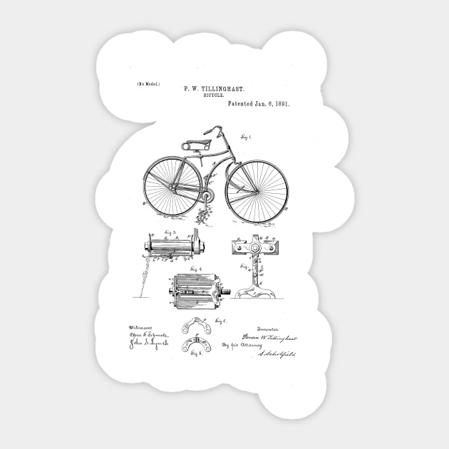 Bicycle Patent Drawing Sticker by skstring